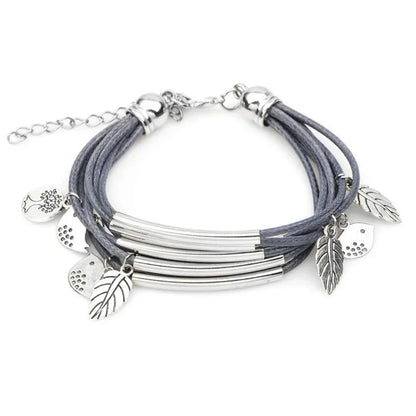 Multilayer Handmade Charm Leaves Bracelets