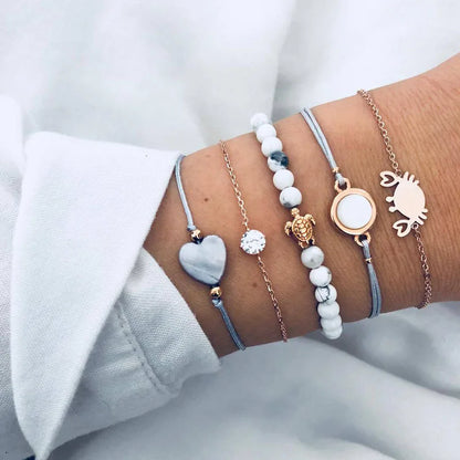 Bohemian Handmade Weave Heart Long Tassel Bracelet Sets