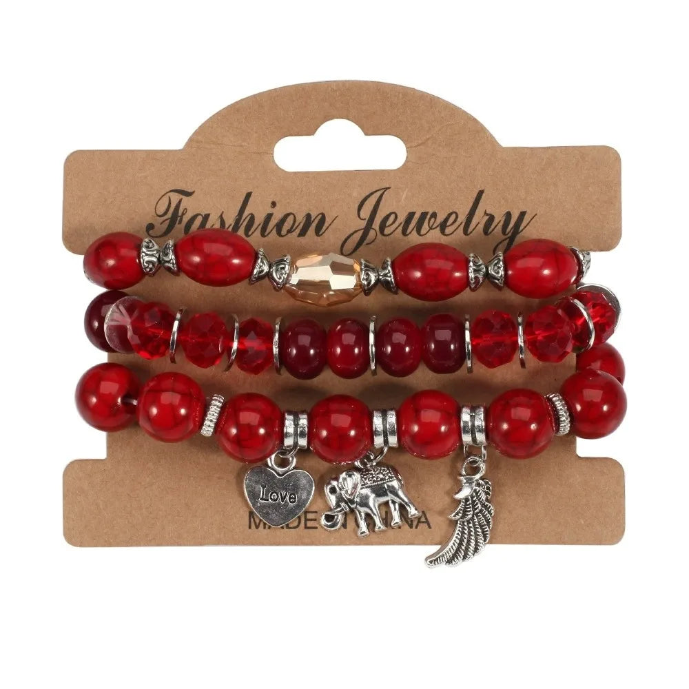 3pcs/Set Boho Style Beaded Charm Bracelets