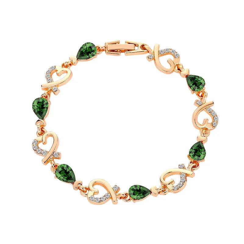 5 Colors Beautiful Colorful Austrian Crystal Heart Chain Bracelet