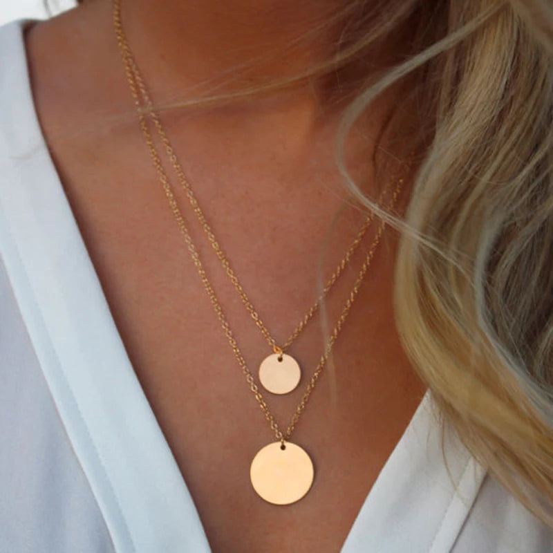 Strand Necklace Elegant Layering Disc Choker