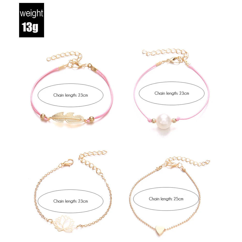 Bohemian Handmade Weave Heart Long Tassel Bracelet Sets