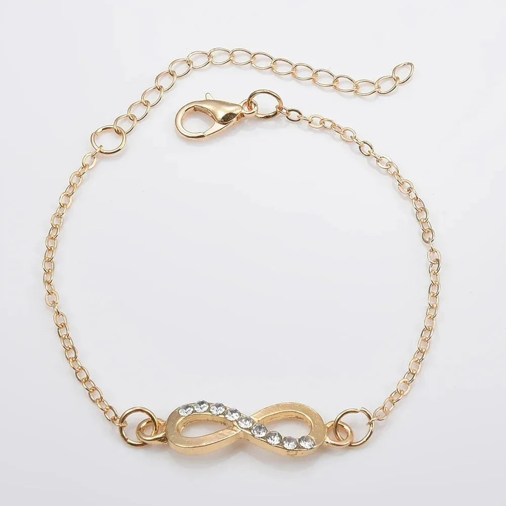 Crystal Infinity Number 8 Chain Bracelet