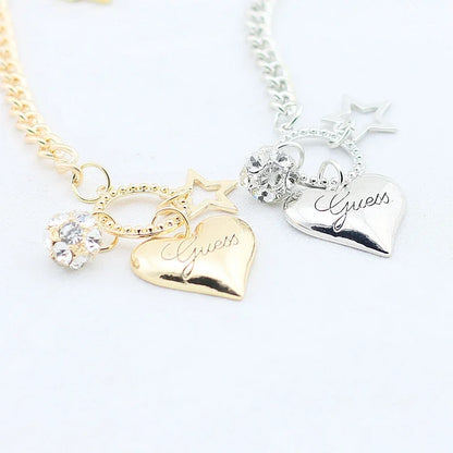 Gold and Silver Love Heart Charms Bracelets
