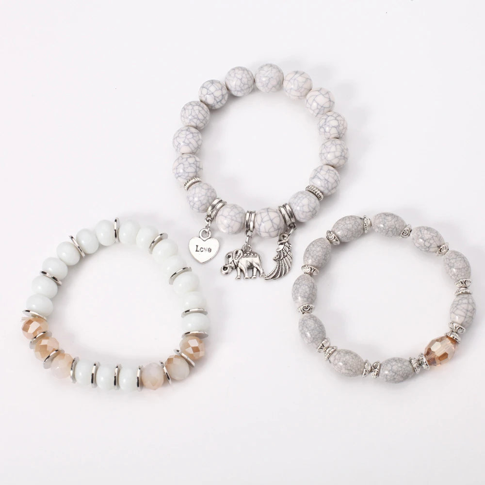 3pcs/Set Boho Style Beaded Charm Bracelets
