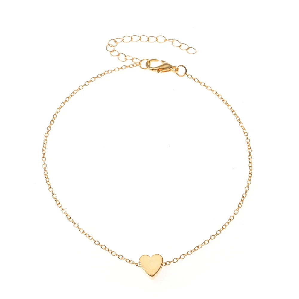 Simple Multilayer Heart Female Anklets