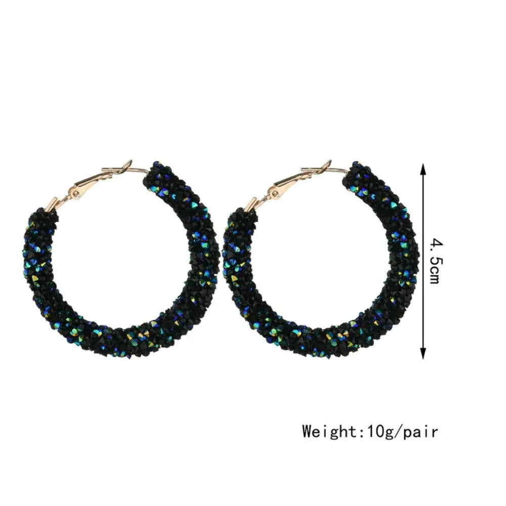 Big Shiny Crystal Bohemian Bead Hoop Earrings