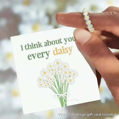 Exquisite Enamel Sunflower Adjustable Open Ring