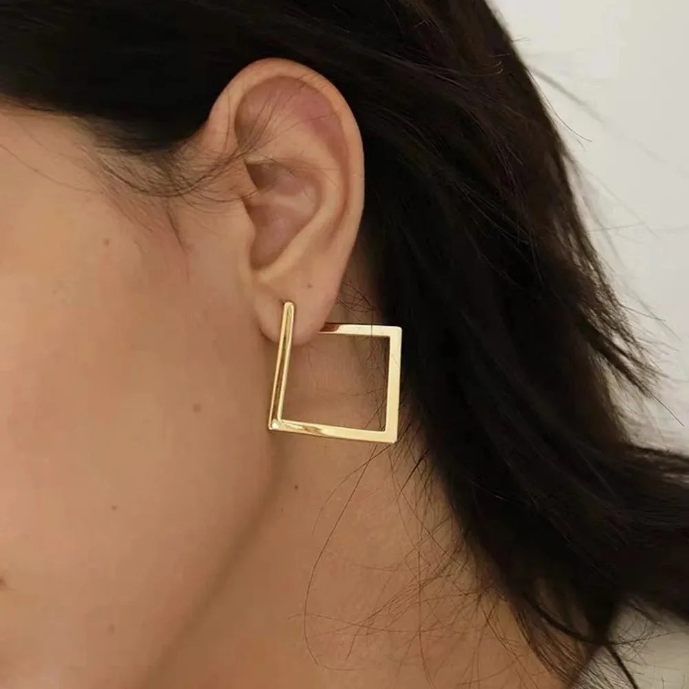 Retro Minimalist Square Irregular Studs Exaggerated Cold Wind Drop Earrings