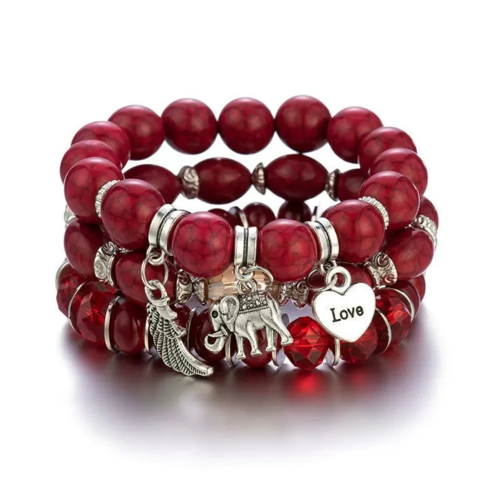 3pcs/Set Boho Style Beaded Charm Bracelets