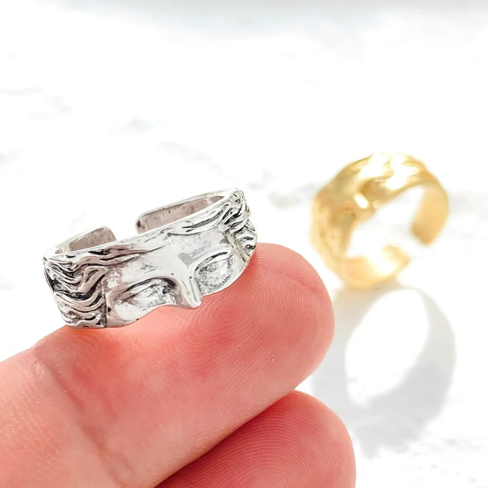 Creative Half Mystical Masked Face Open Ring
