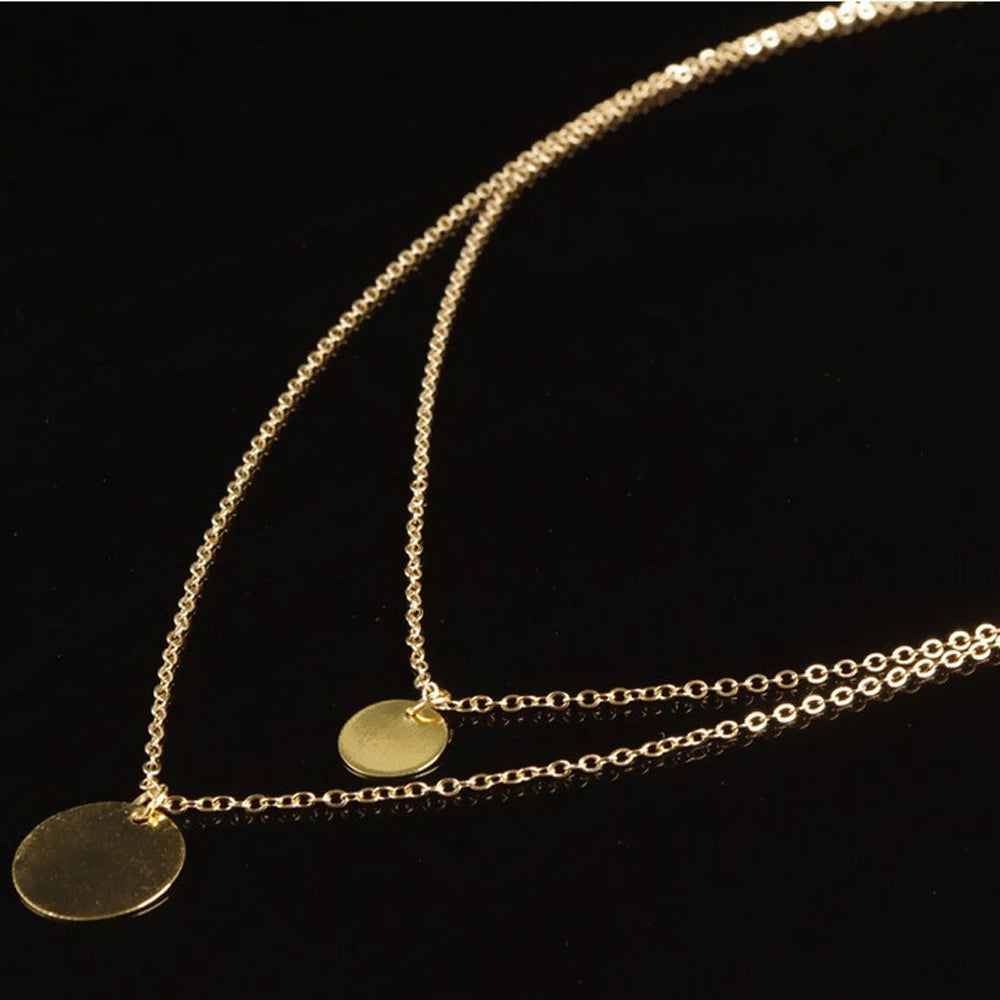 Strand Necklace Elegant Layering Disc Choker