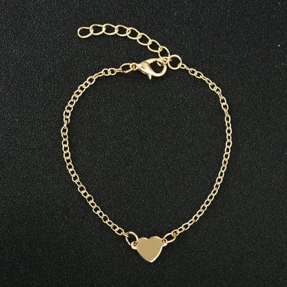 Heart Charm Gold Color Metal Bracelets