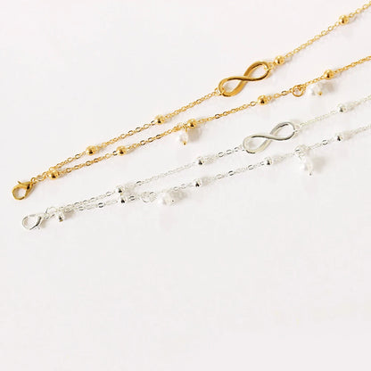 Retro Pearl Heart Infinity Double-Deck Anklet Set