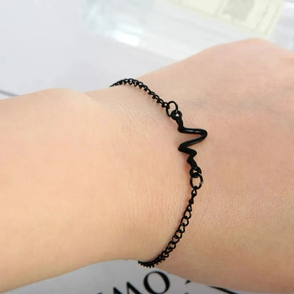 Korean Fashion ECG Heart Rate Lightning Charm Bracelet