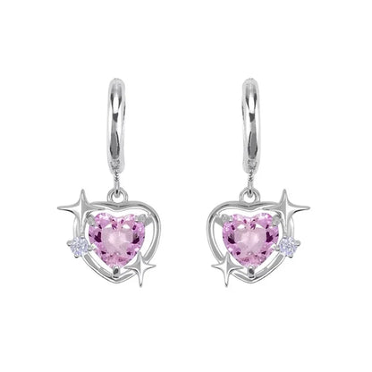 Goth Harajuku Pink Peach Heart Pendant Necklaces & Earrings Set