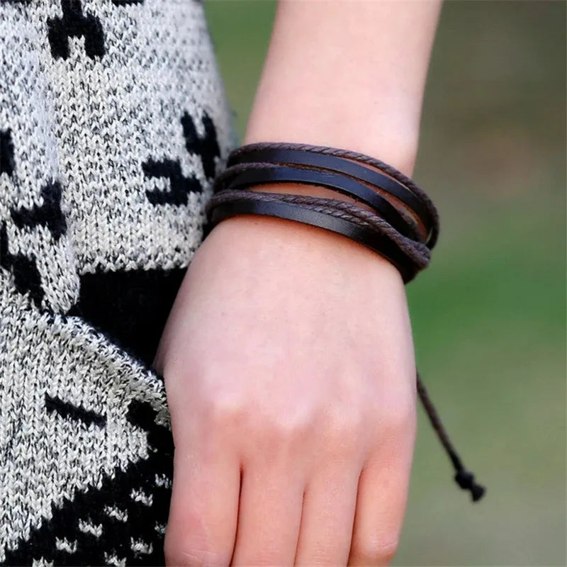Exquisite Hand-Woven Wrap Leather Charm Bracelets