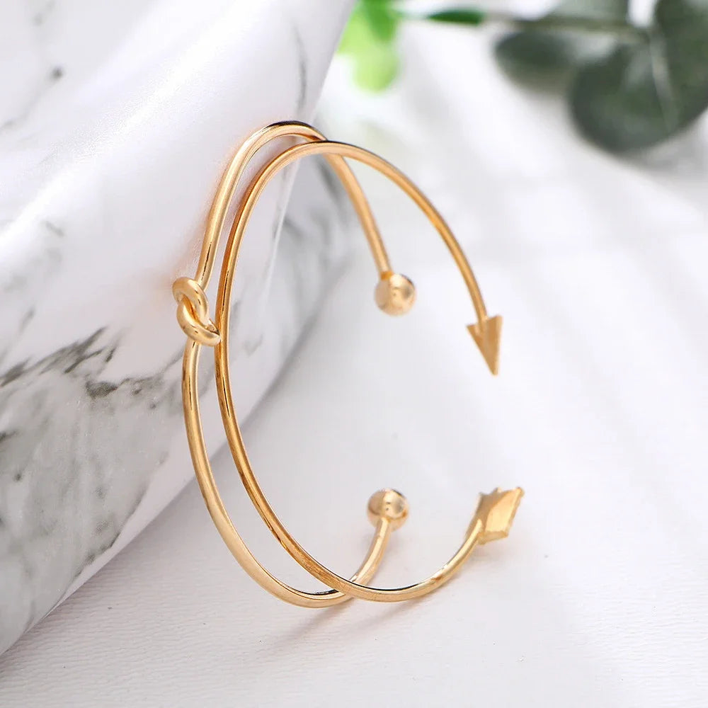 Punk Gothic Simple Adjustable Arrow Cuff Bracelets