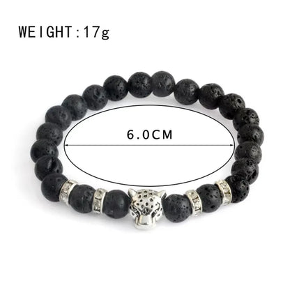 Matte Black Onyx Tiger Leopard Beaded Bracelet