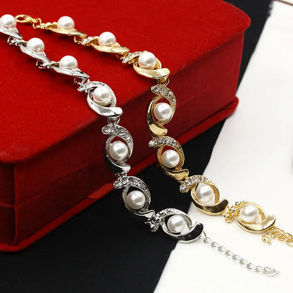 Imitation Pearl Adjustable Chain Bracelet