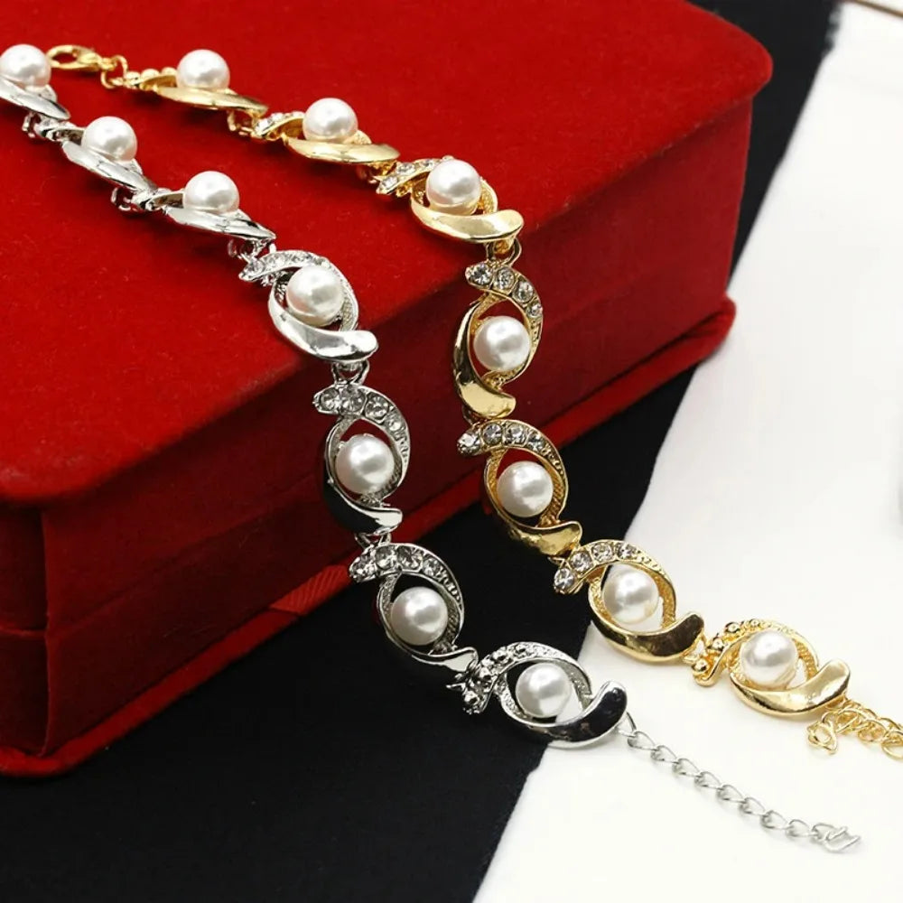Imitation Pearl Adjustable Chain Bracelet