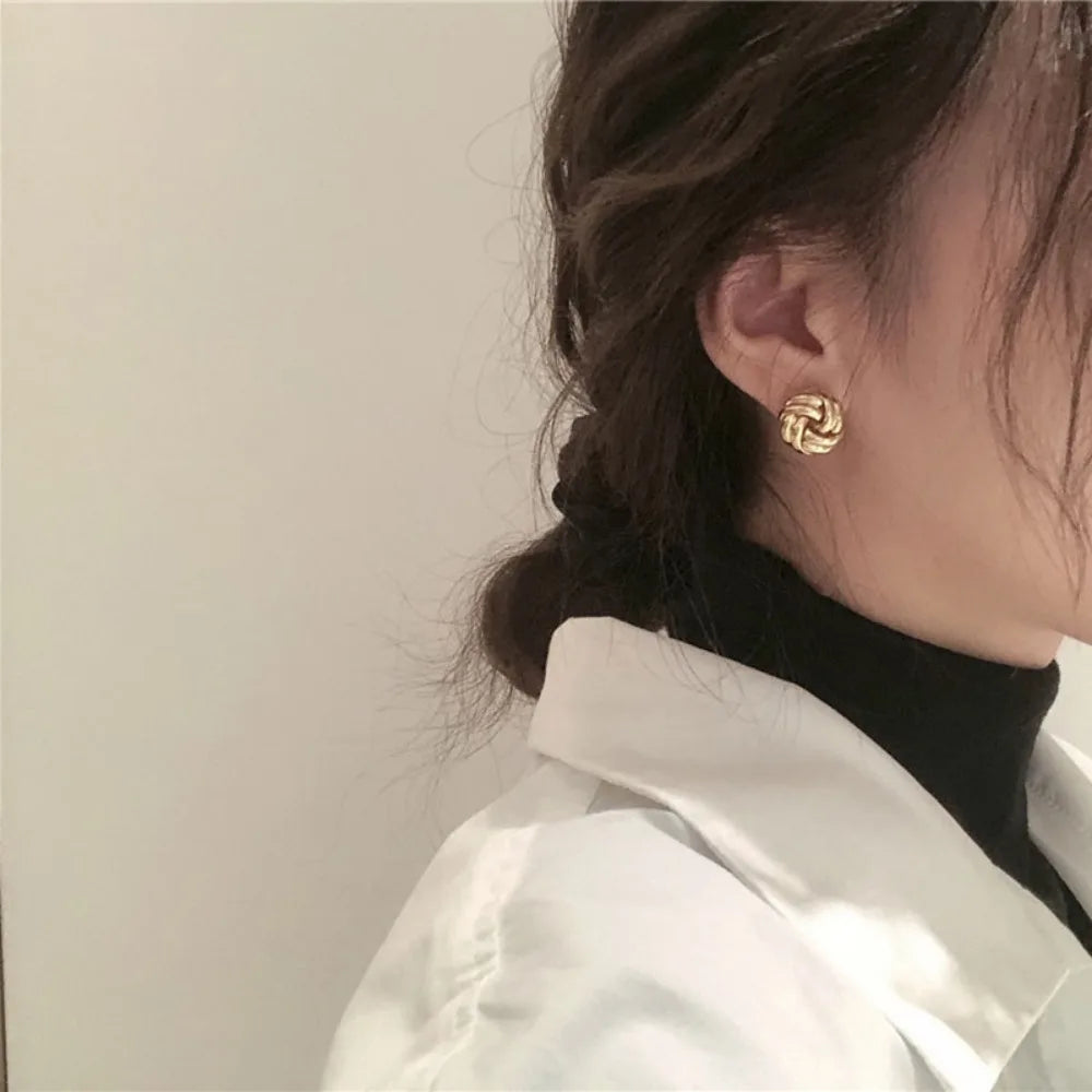 Elegant Style Tiny Metal Stud Earrings