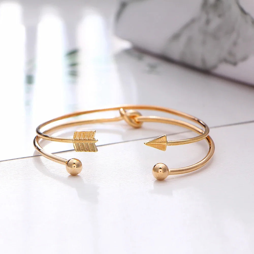 Punk Gothic Simple Adjustable Arrow Cuff Bracelets