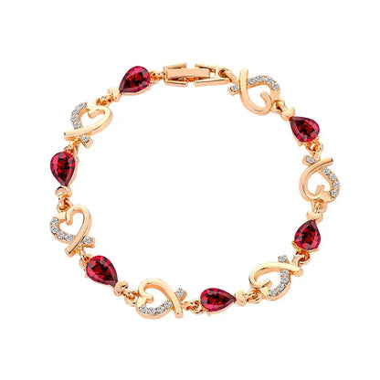 5 Colors Beautiful Colorful Austrian Crystal Heart Chain Bracelet