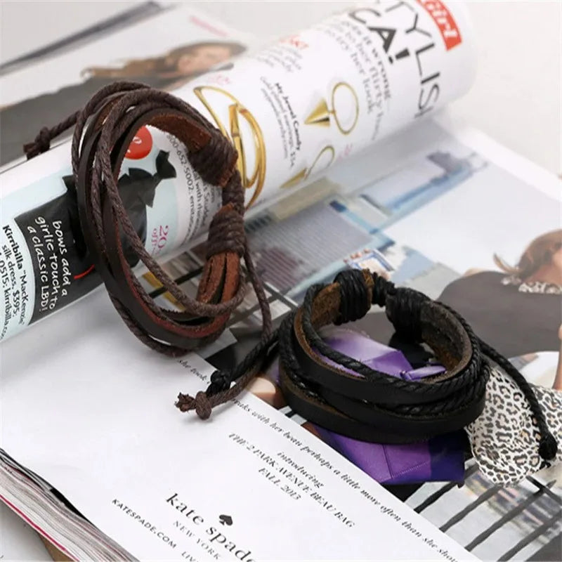 Exquisite Hand-Woven Wrap Leather Charm Bracelets