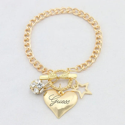 Gold and Silver Love Heart Charms Bracelets
