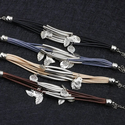 Multilayer Handmade Charm Leaves Bracelets