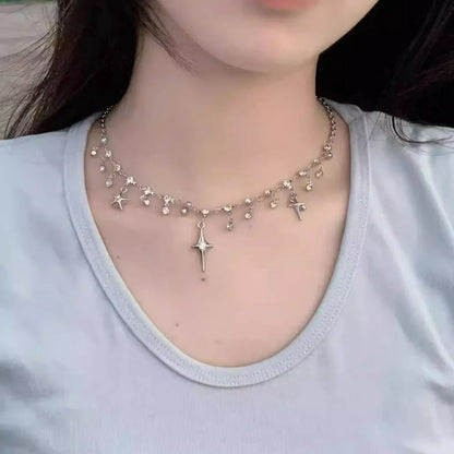 Harajuku Four Pointed Star Tassel Choker Necklace