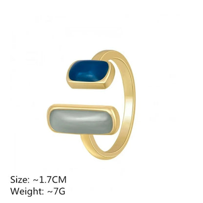 Retro Geometric Adjustable Colorful Drip Glaze Ring