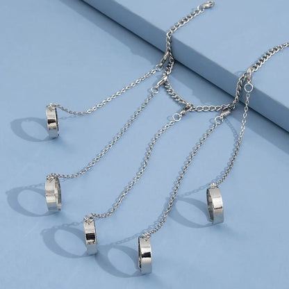 Hip Hop Party Chain Wrist Rings with Open Adjustable Design Set