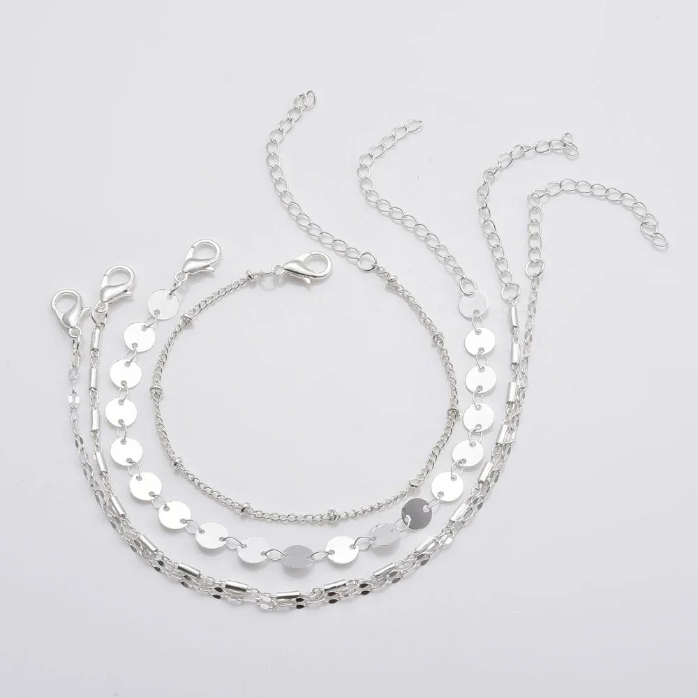 Multilayer Boho Tube Lace Satellite Chain Bracelets Set