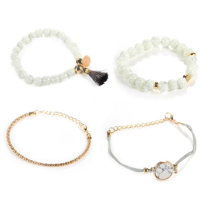 Bohemian Handmade Weave Heart Long Tassel Bracelet Sets
