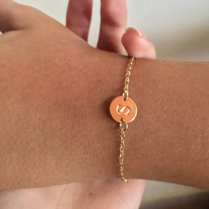 Simple Gold Color Letter Name Initial Bracelets
