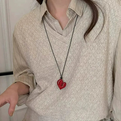 3 Colors Asymmetrical Acrylic Heart Pendant Necklace