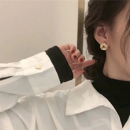 Elegant Style Tiny Metal Stud Earrings