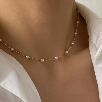 Kpop Pearl lace Gold Color Goth Choker