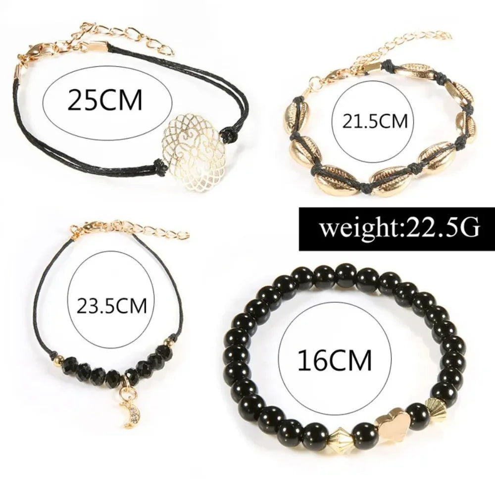 4pcs Bohemian Shell Moon Bracelet Se
