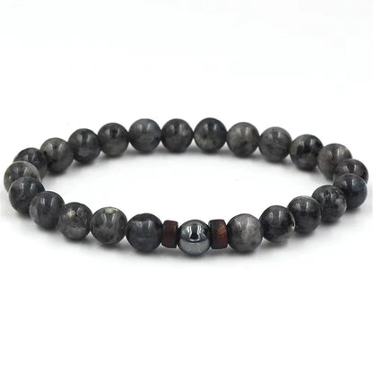 Volcanic Stone Lava Wooden 8mm Beads Wrist Chain Bracelet