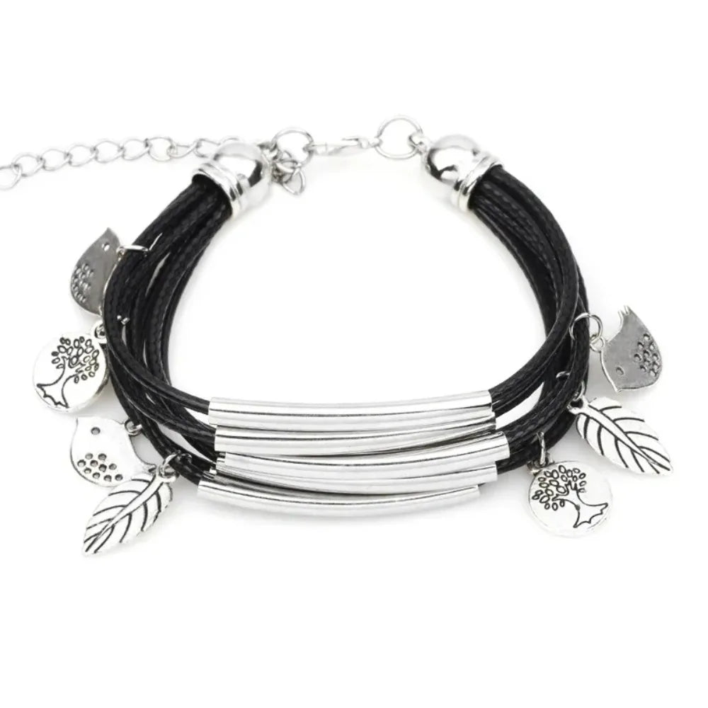 Multilayer Handmade Charm Leaves Bracelets