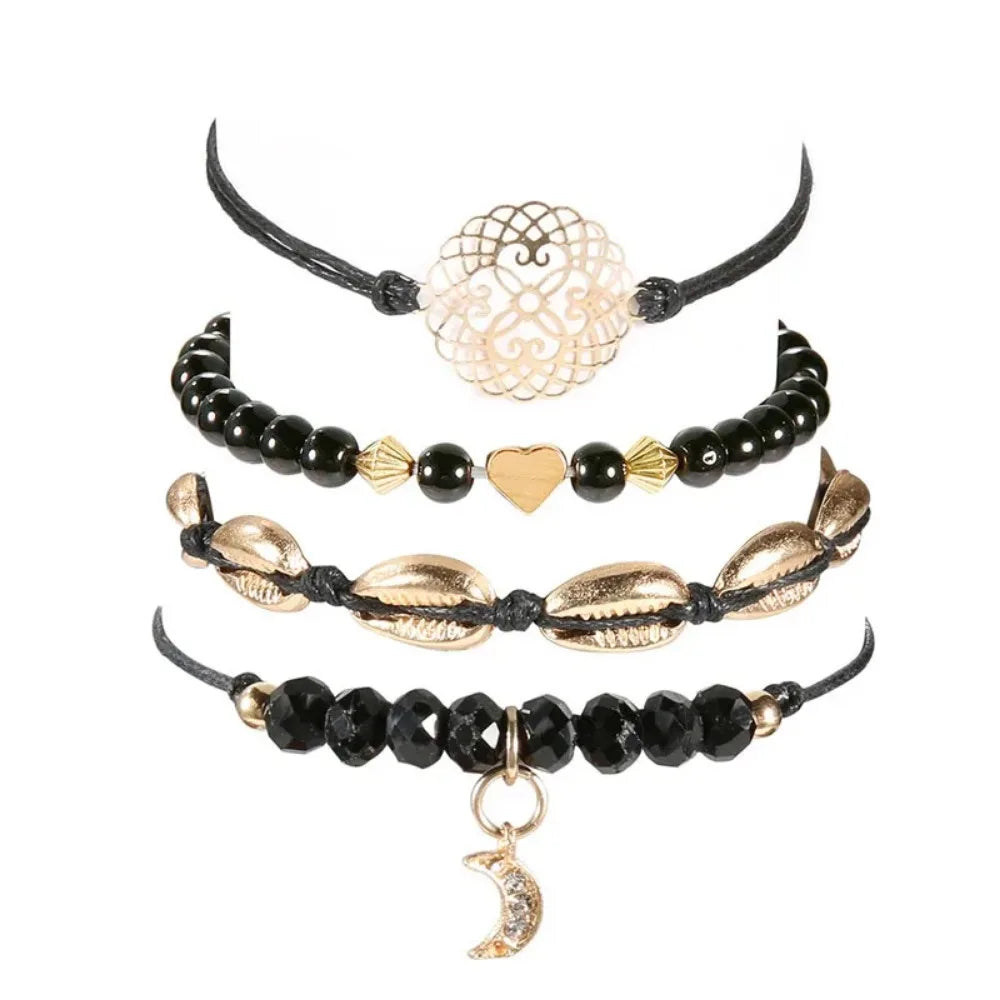 4pcs Bohemian Shell Moon Bracelet Se