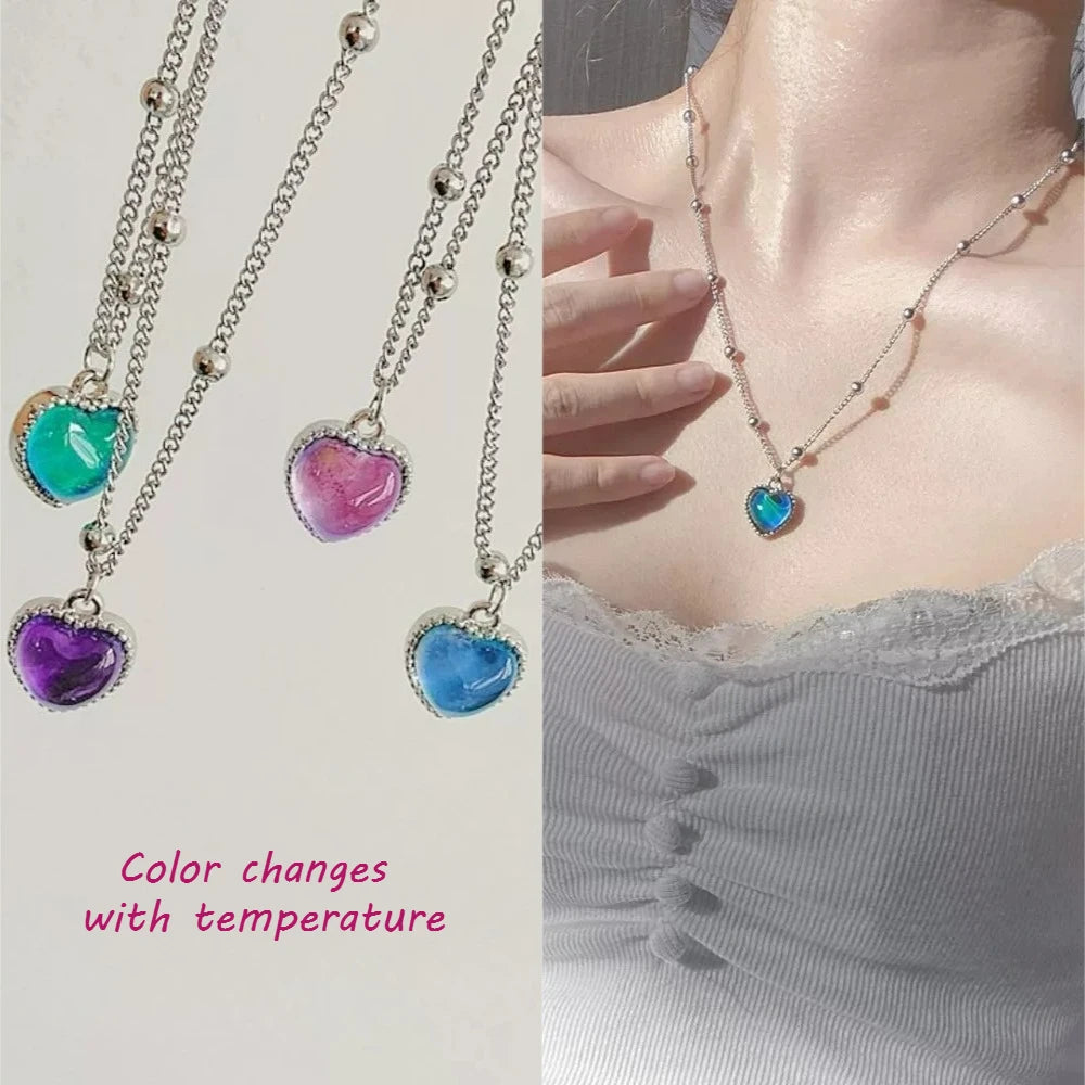 Candy Color Changing Heart Pendant Necklace