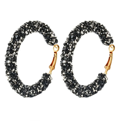 Big Shiny Crystal Bohemian Bead Hoop Earrings