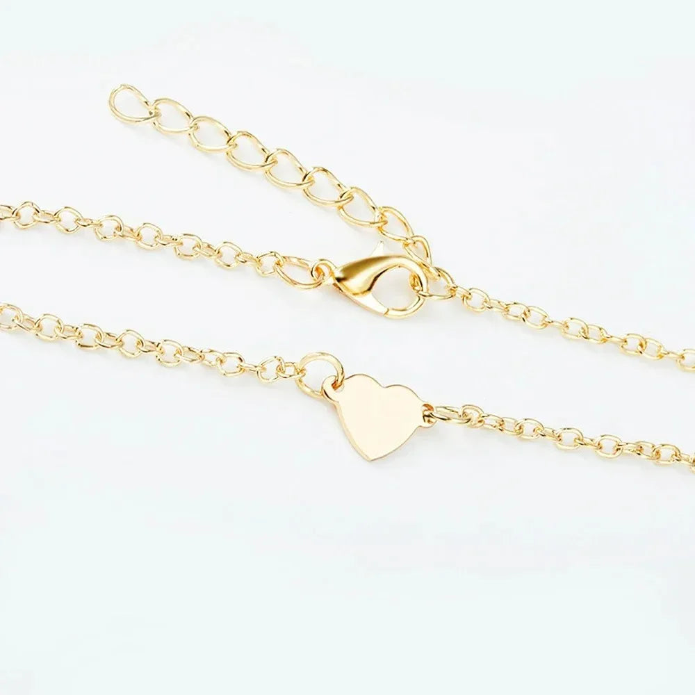 Heart Charm Gold Color Metal Bracelets