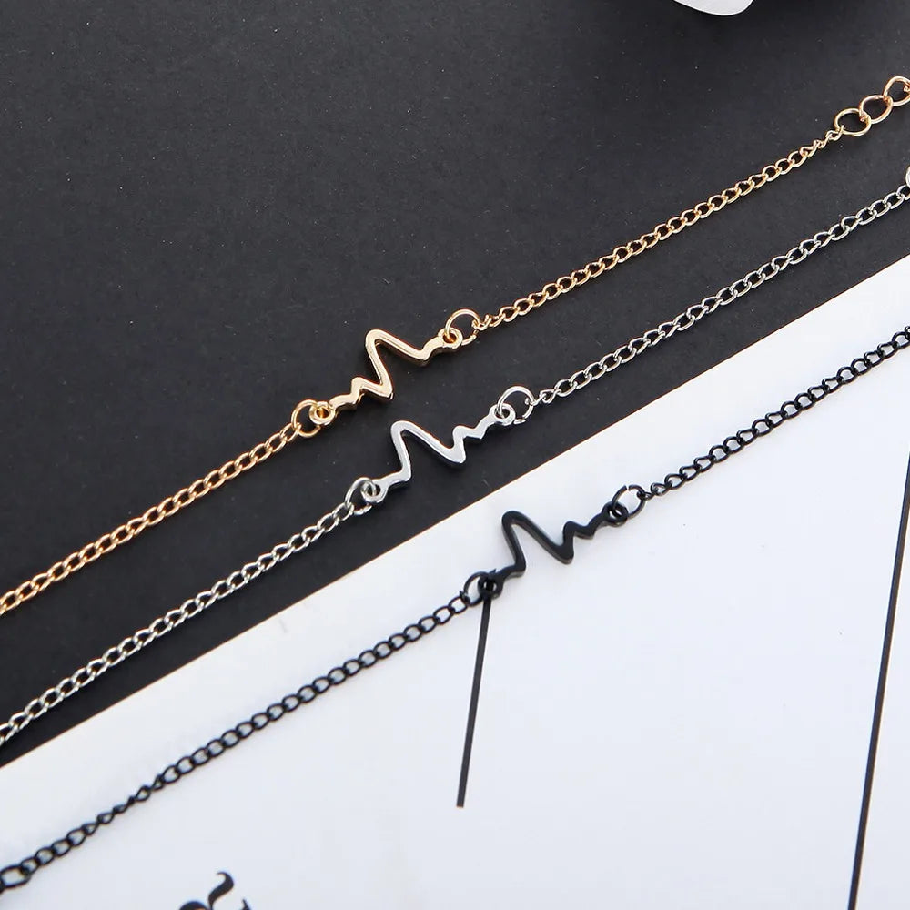 Korean Fashion ECG Heart Rate Lightning Charm Bracelet