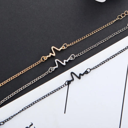 Korean Fashion ECG Heart Rate Lightning Charm Bracelet