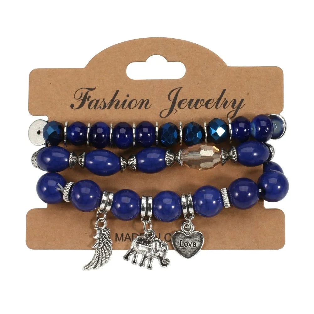 3pcs/Set Boho Style Beaded Charm Bracelets